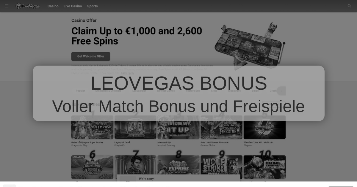 Leovegas Bonus 2026 - Beste Angebote für Deutschland